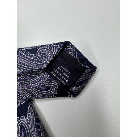 Stafford Tailored Culture Purple Paisley Pattern Mens Neck Tie - Picture 7 of 7